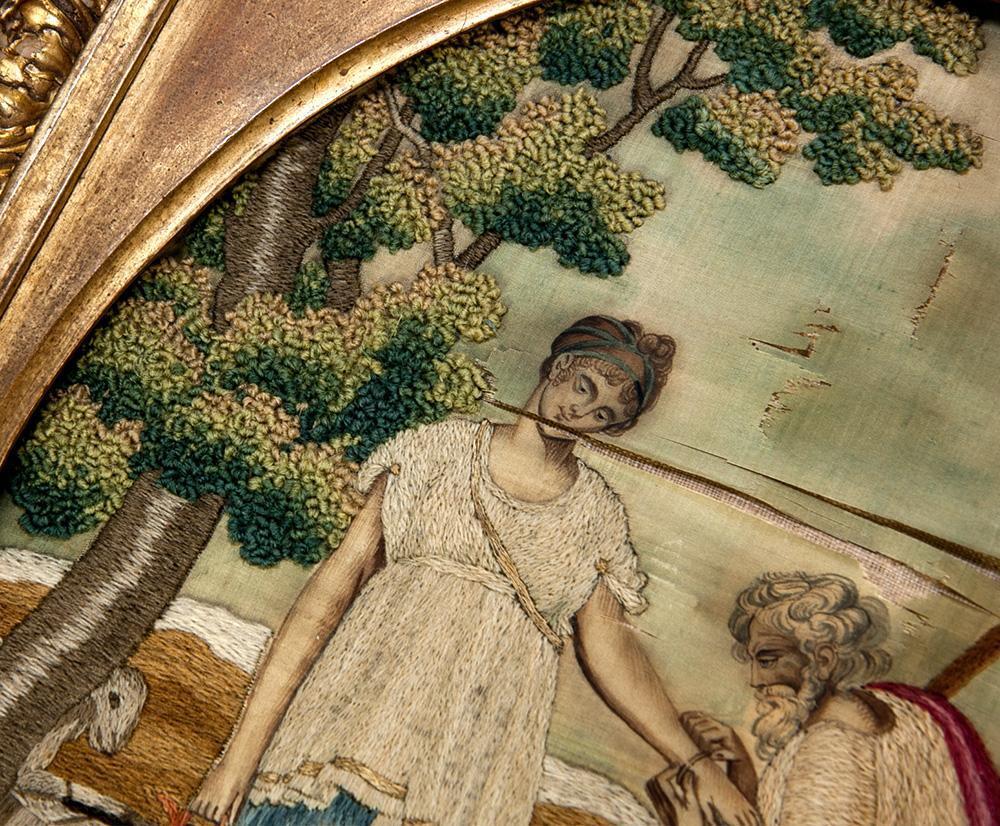 1700s English Silk Work Embroidery Sampler Tapestry