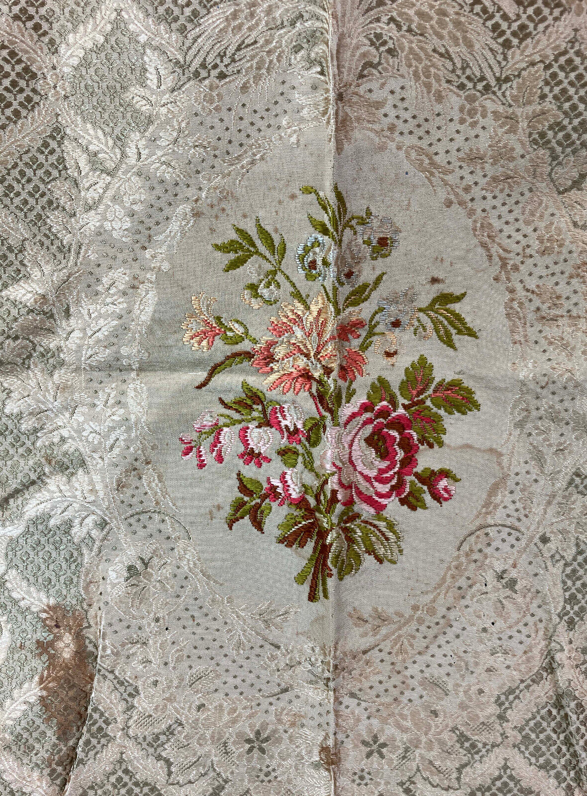18th Century Brocade Embroidery Textile Cloth