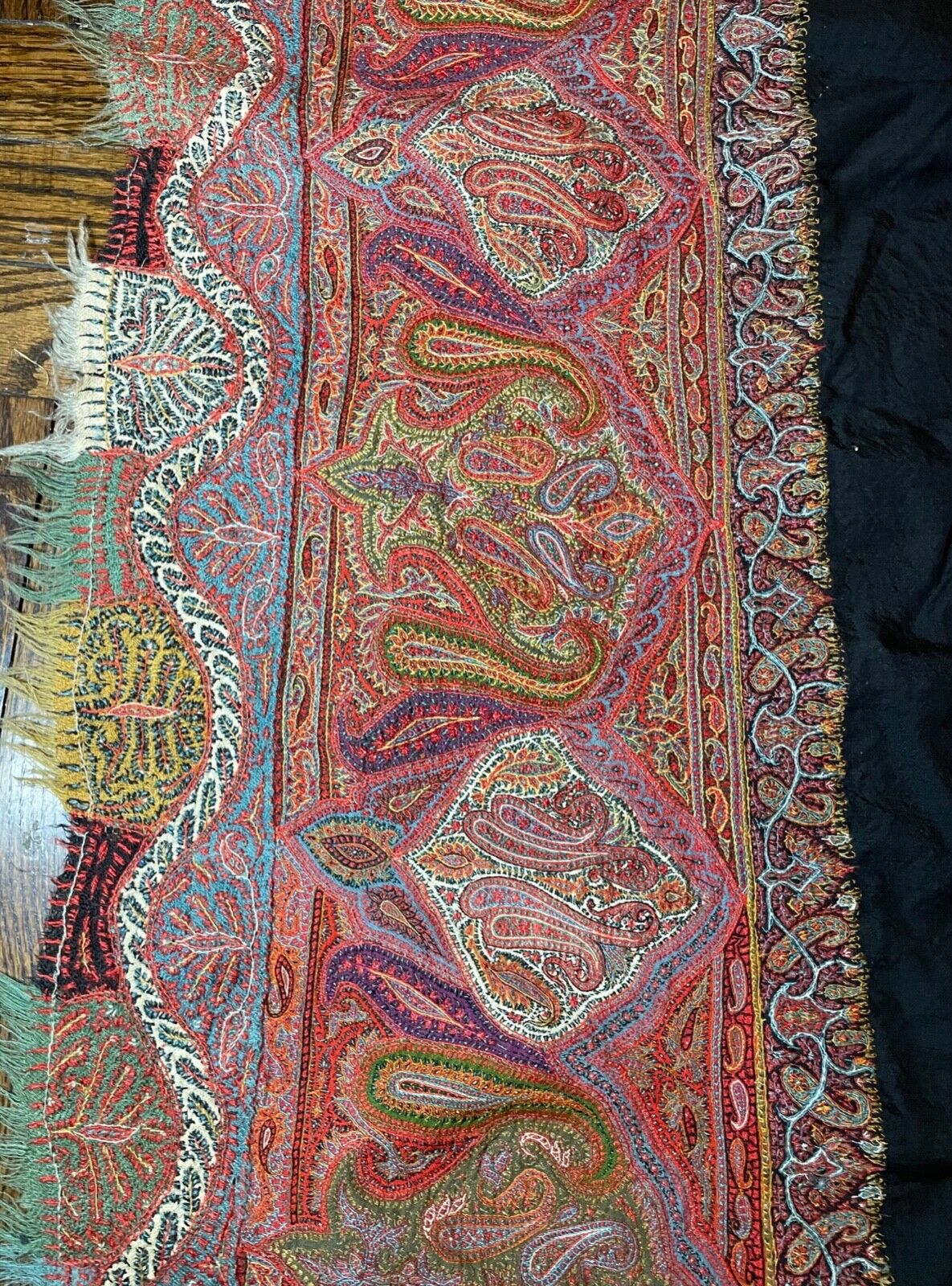 Victorian 1800s Kashmir Wool Paisley Shawl