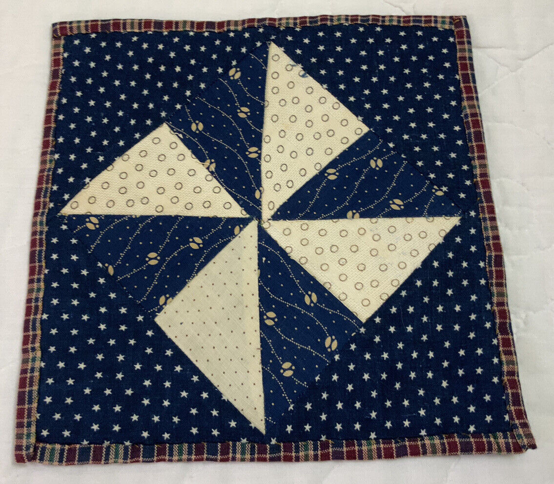 Antique Pinwheel Patchwork Table Topper, Early 1900s