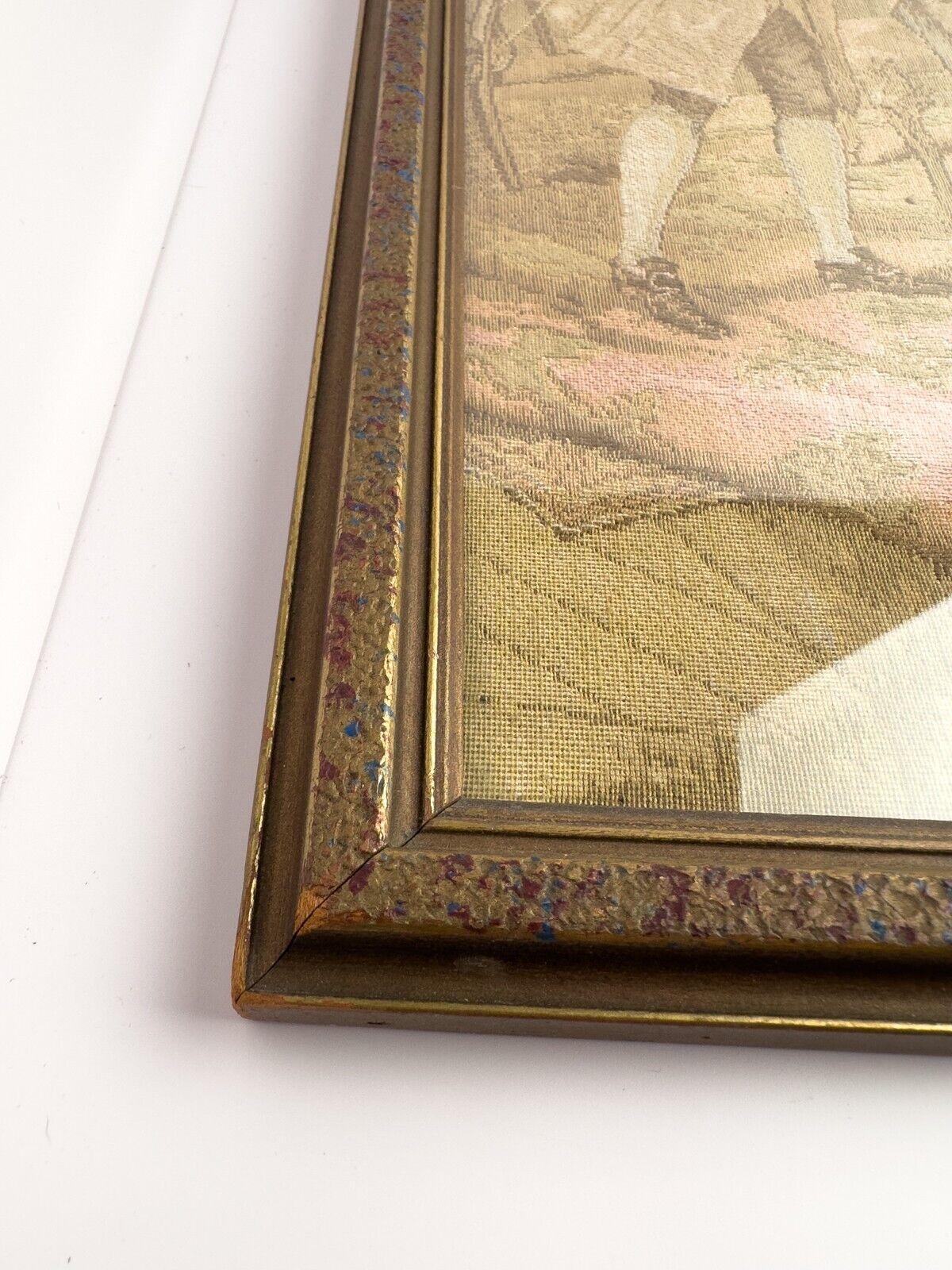 Elegant Antique Tapestry in Ornate Wood Frame