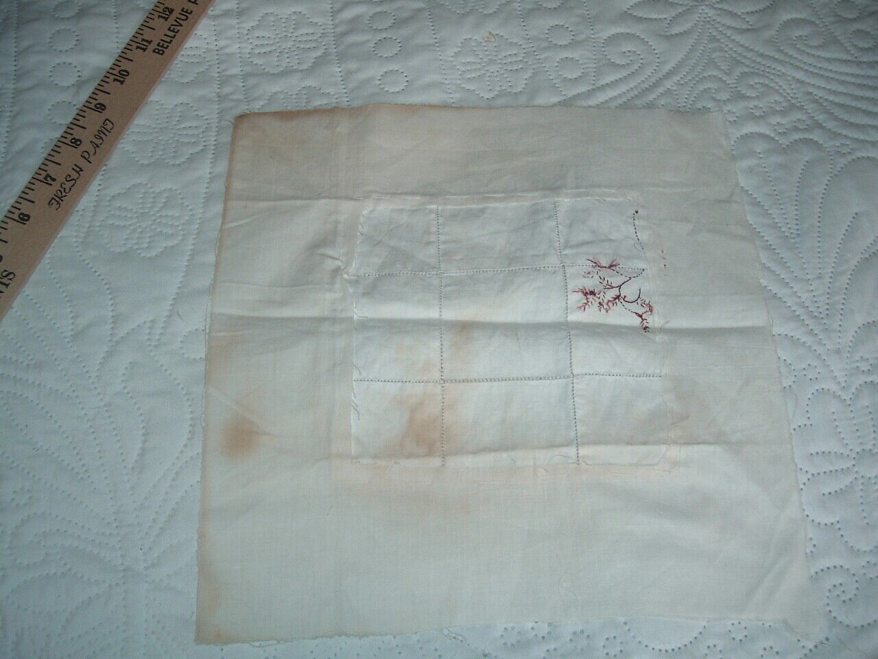 Vintage 1900s Arts and Crafts Embroidered Quilt Block