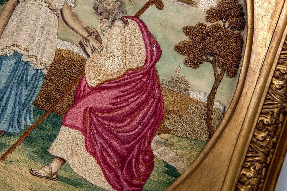 1700s English Silk Work Embroidery Sampler Tapestry
