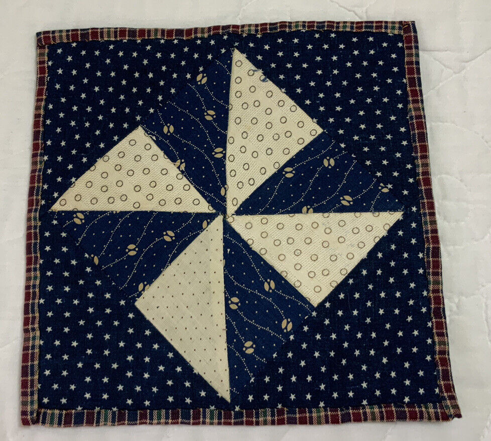 Antique Pinwheel Patchwork Table Topper, Early 1900s