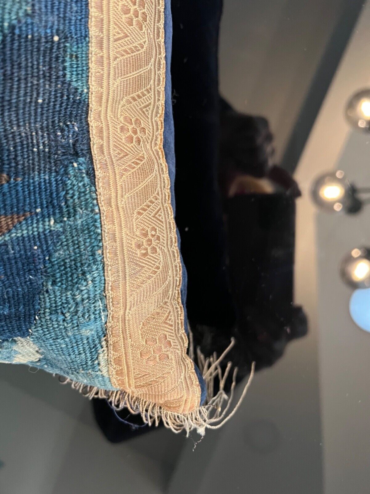 Flemish 18th Century Tapestry Pillow with Gold Trim