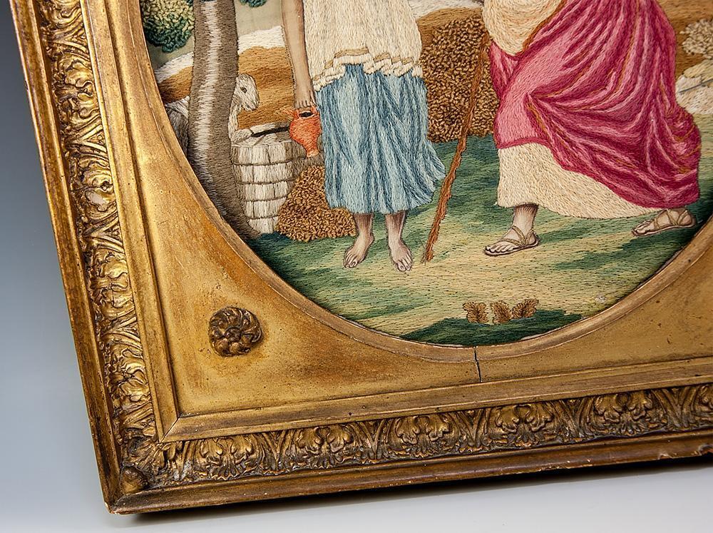 1700s English Silk Work Embroidery Sampler Tapestry