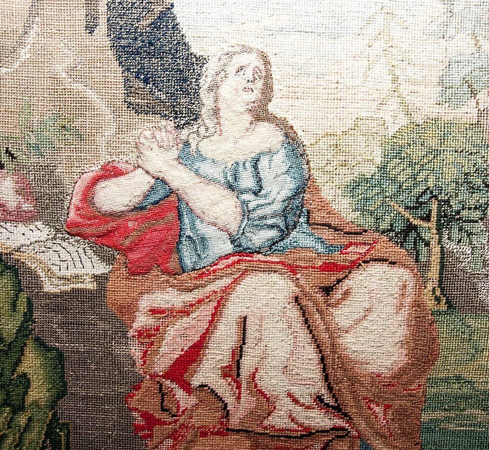 1600s-1700s Antique Petitpoint Embroidery Tapestry