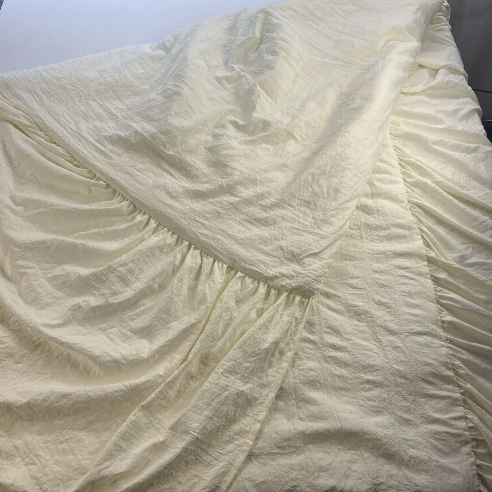 Stunning 1940s Cream Satin Quilted Bedspread