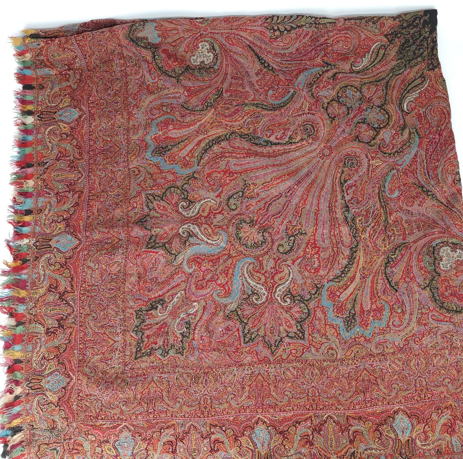 1800s Hand Embroidered Kashmiri Paisley Shawl