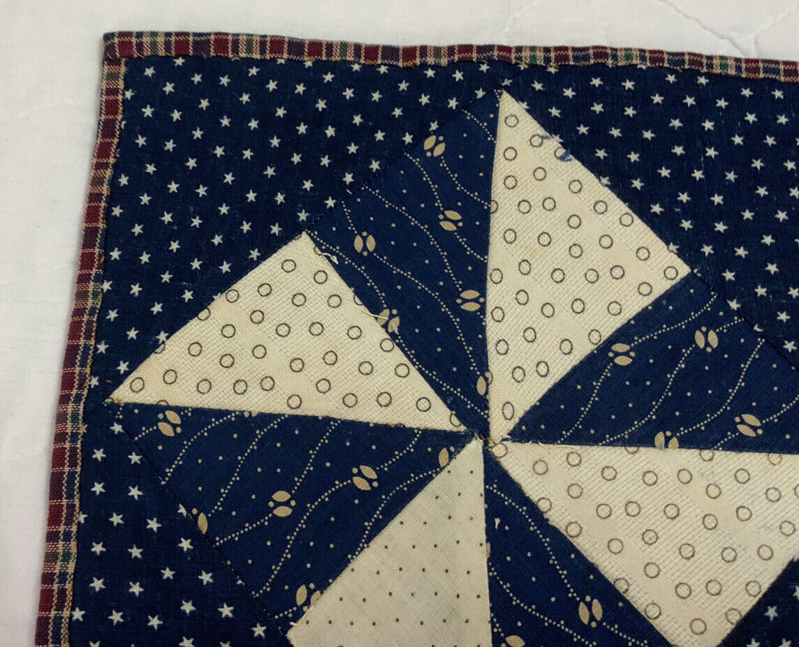 Antique Pinwheel Patchwork Table Topper, Early 1900s