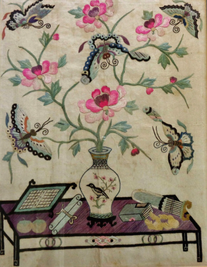 Qing Dynasty 1700s Qianlong Silk Embroidered Panel