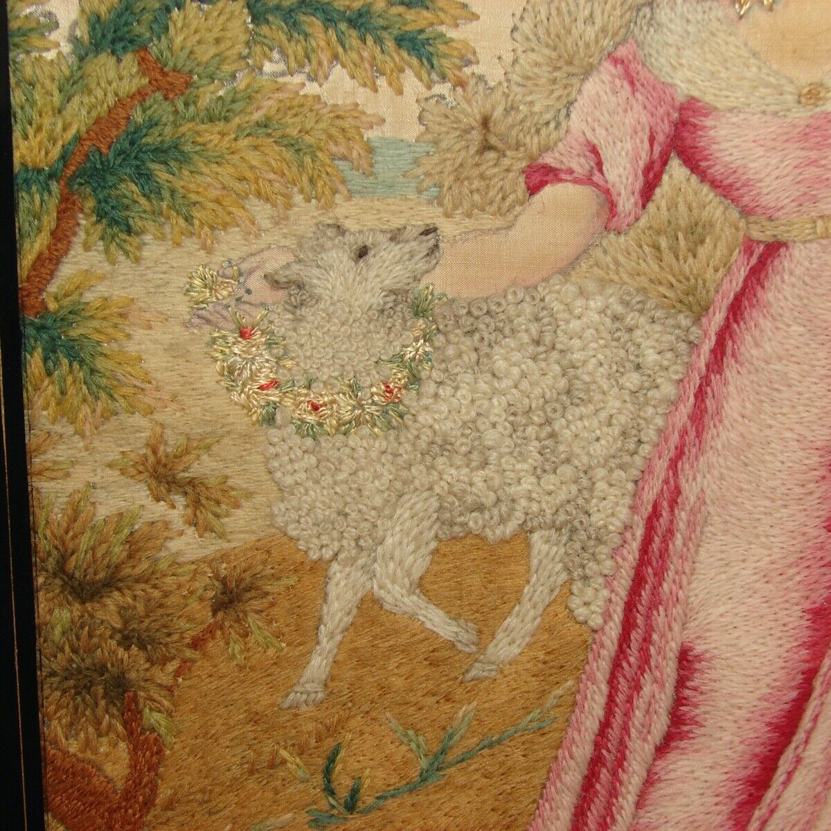 Antique English Silk Work Tapestry Sampler Pair