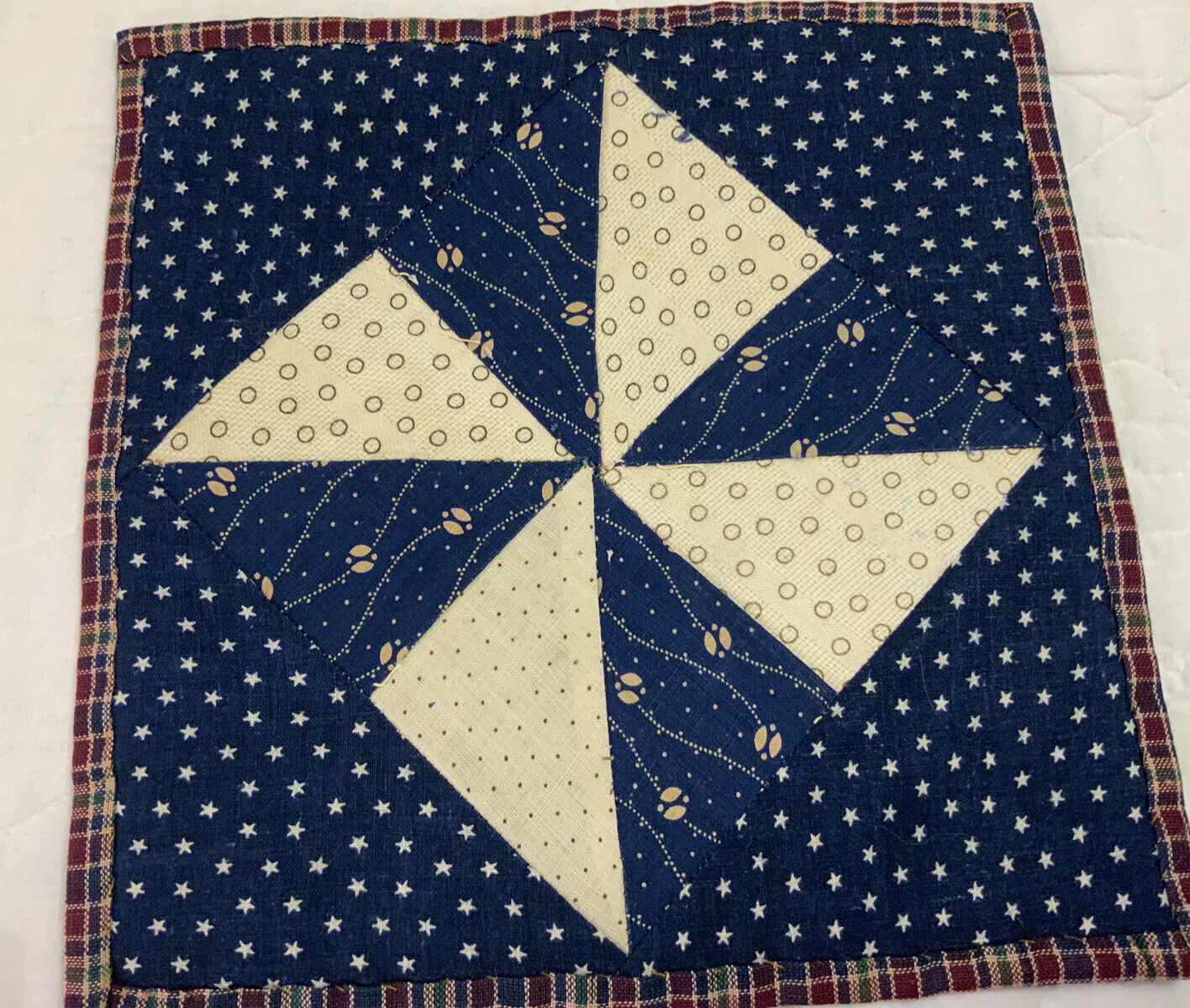 Antique Pinwheel Patchwork Table Topper, Early 1900s