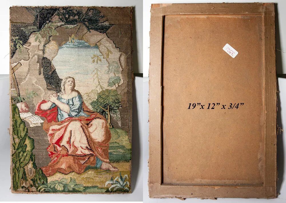 1600s-1700s Antique Petitpoint Embroidery Tapestry