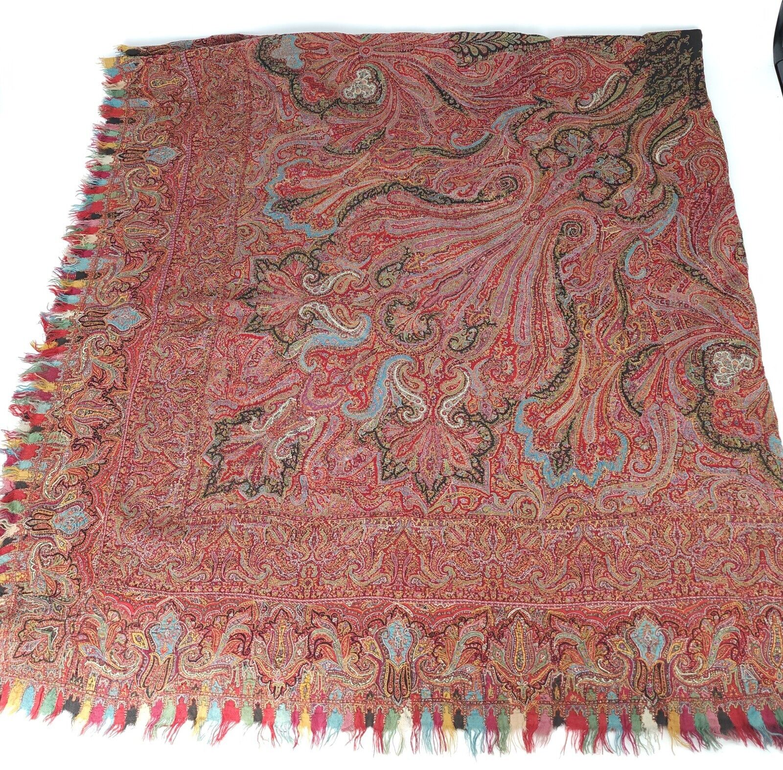 1800s Hand Embroidered Kashmiri Paisley Shawl