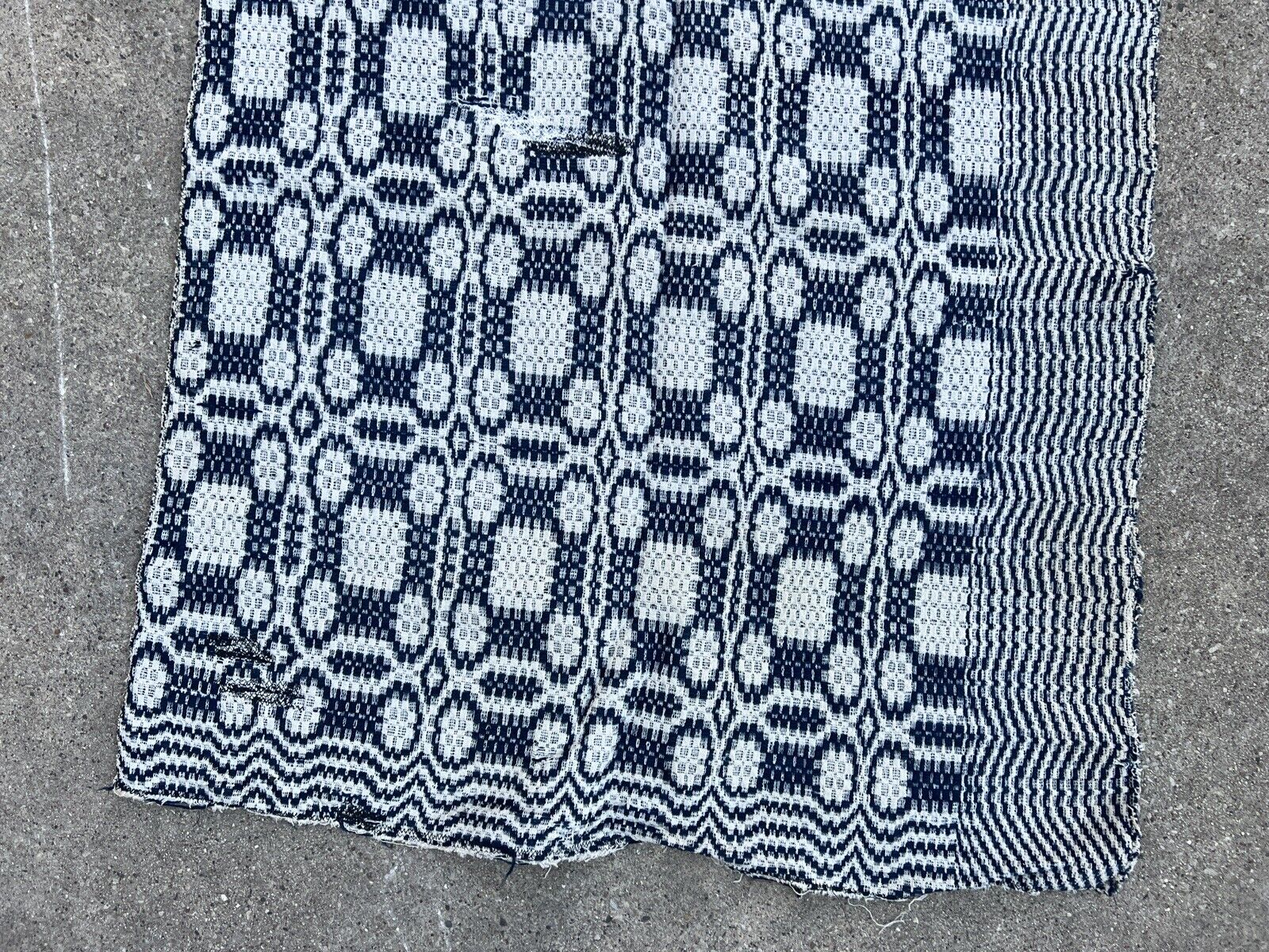 Mid 1800s Blue and White Woven Tapestry