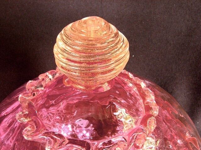 Cranberry Quilted Covered Dish with Gold Dust
