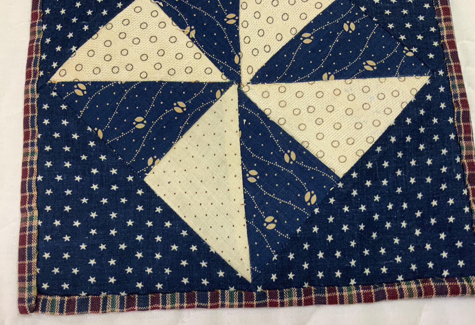 Antique Pinwheel Patchwork Table Topper, Early 1900s