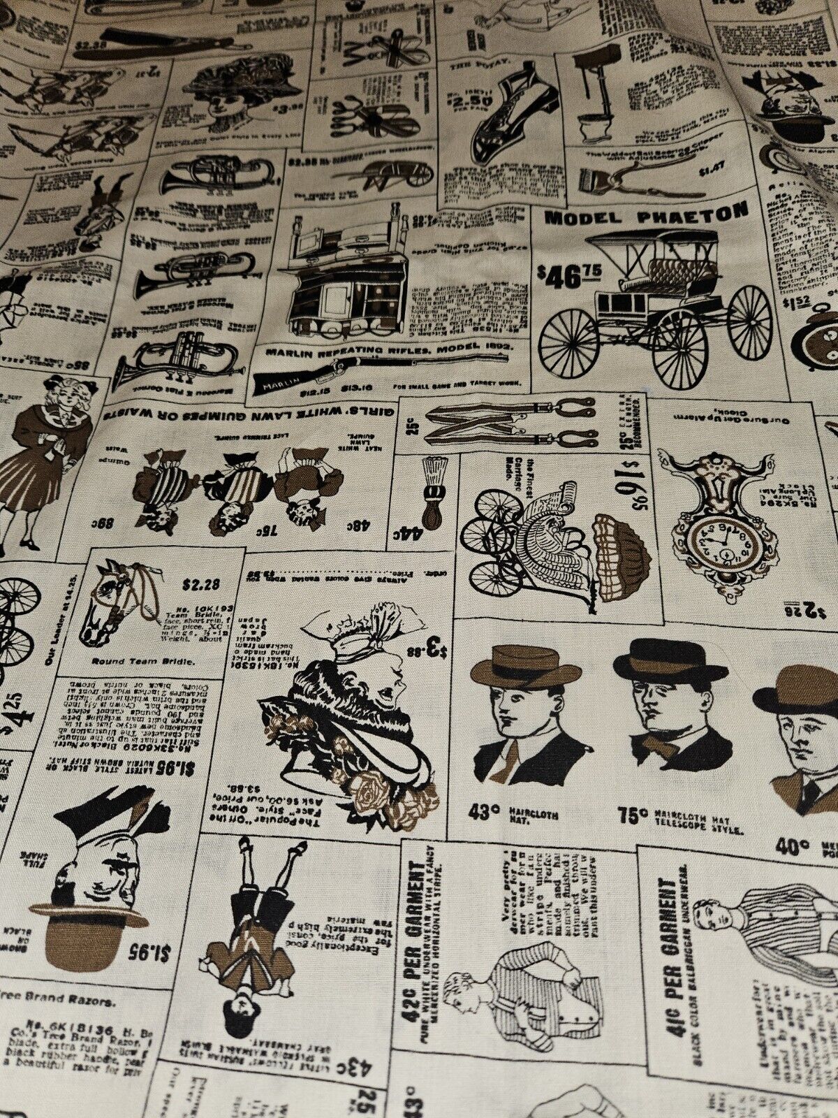 Vintage 1900s Style Cotton Fabric - 3 Yards