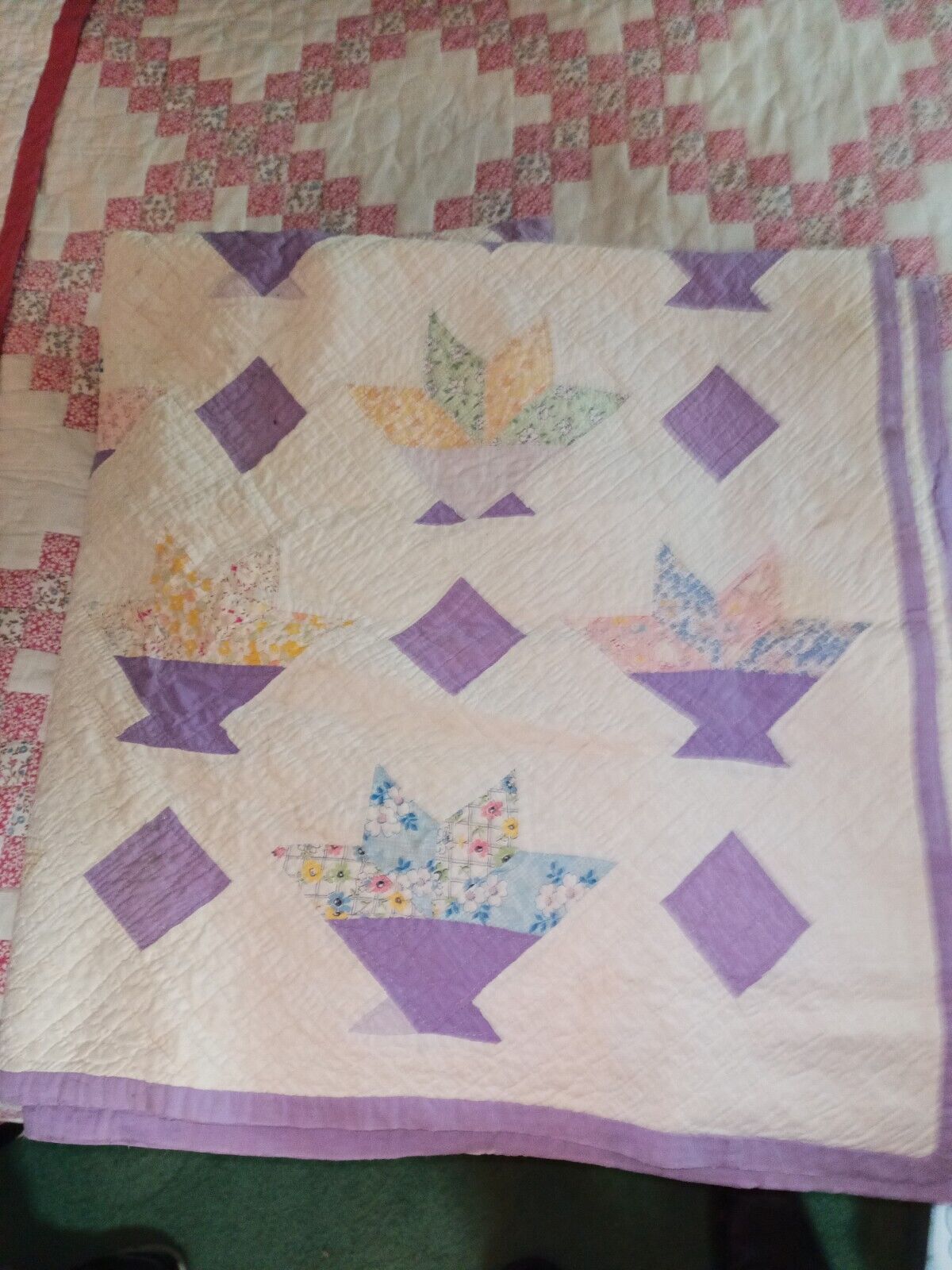 Antique Amish Hand-Pieced Quilt from 1900s