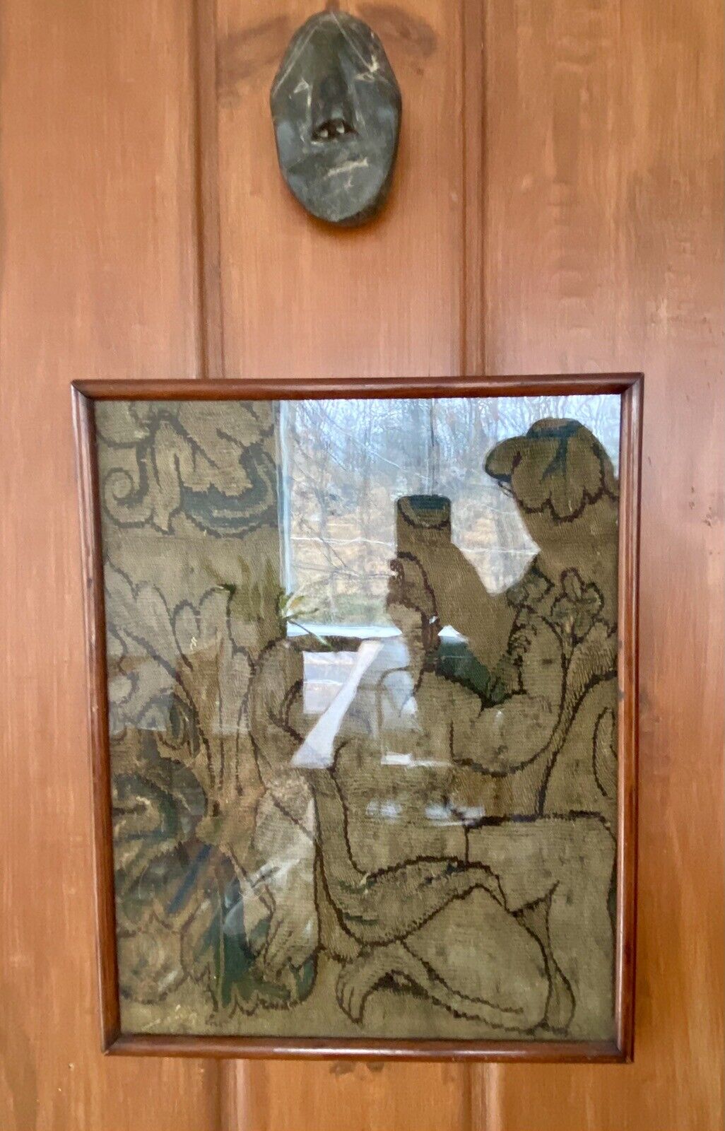 1700s French Renaissance Tapestry Fragment in Frame