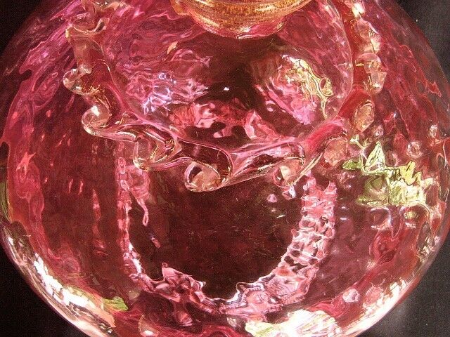 Cranberry Quilted Covered Dish with Gold Dust