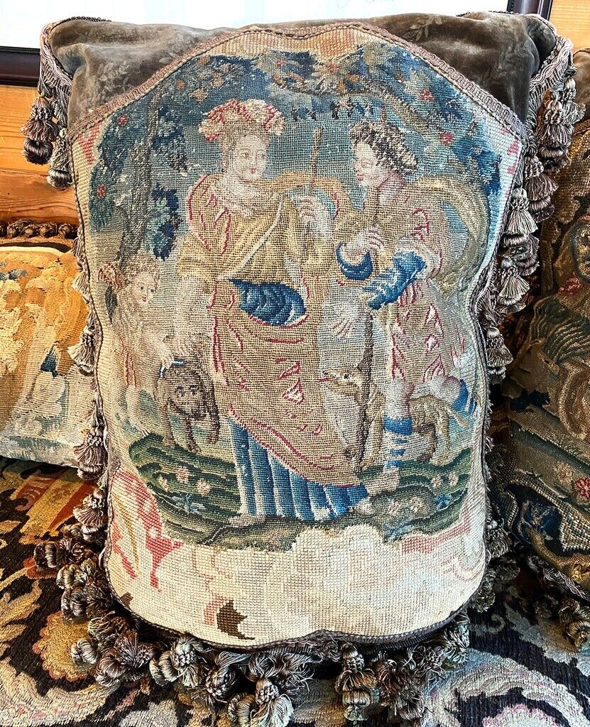 Elegant 18th Century French Tapestry Pillows (Pair)