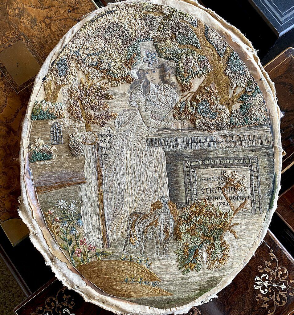Georgian 1782 Silk Embroidery Mourning Icon