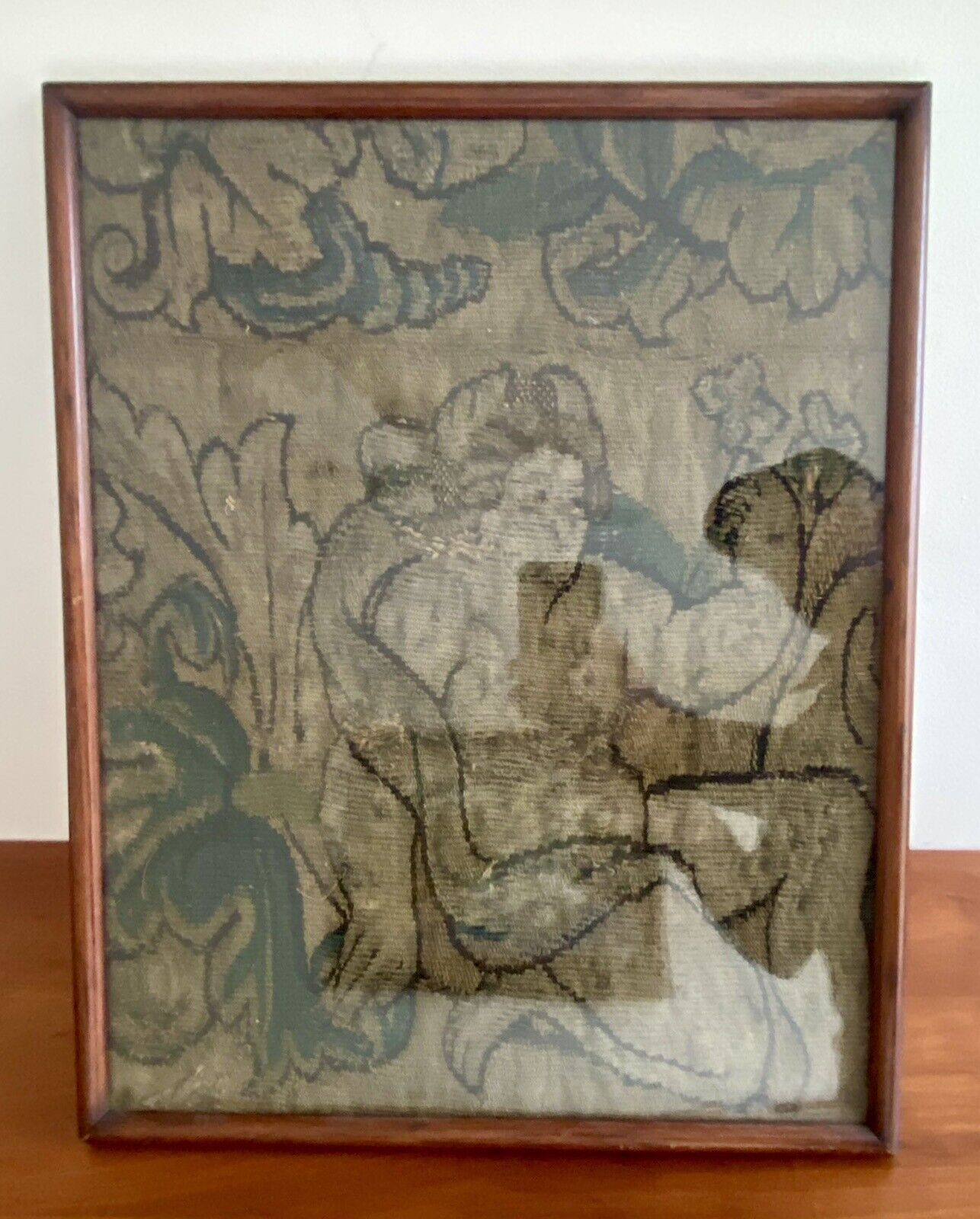 1700s French Renaissance Tapestry Fragment in Frame