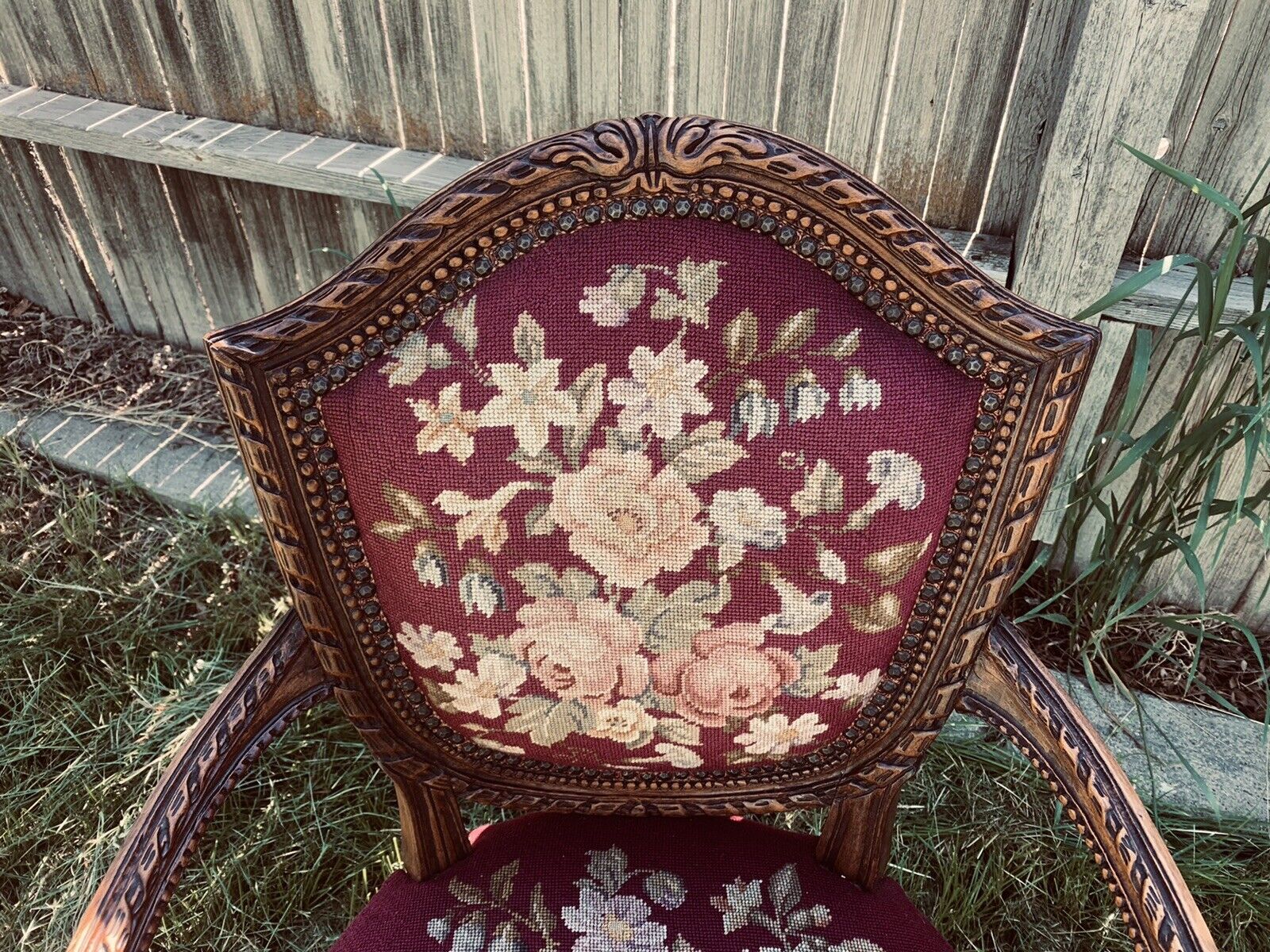 1700s French Tapestry Needlepoint Armchair Louis XV-XVI