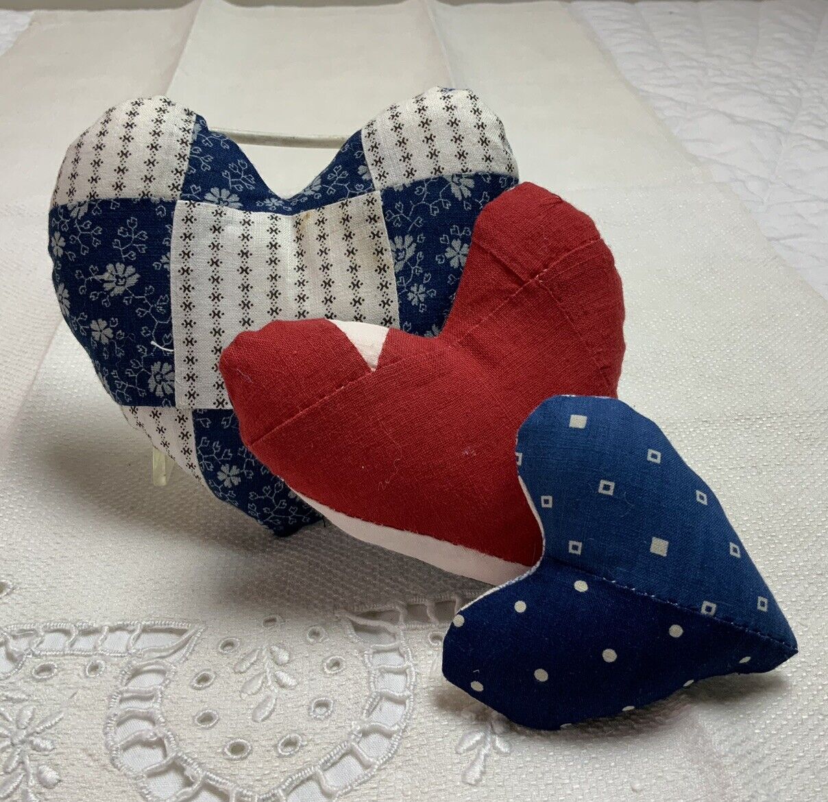 Vintage Heart-Shaped Pillows from Early 1900s Quilt