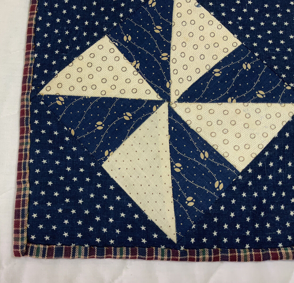Antique Pinwheel Patchwork Table Topper, Early 1900s