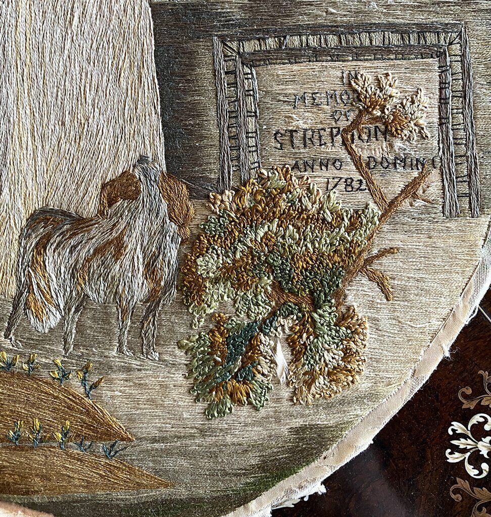 Georgian 1782 Silk Embroidery Mourning Icon