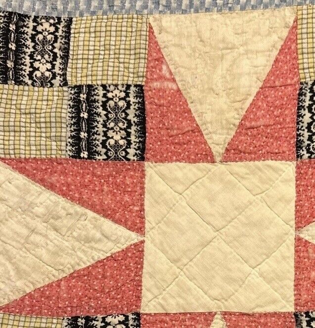 Star Pattern Vintage Cutter Quilt Fragment 18" x 20