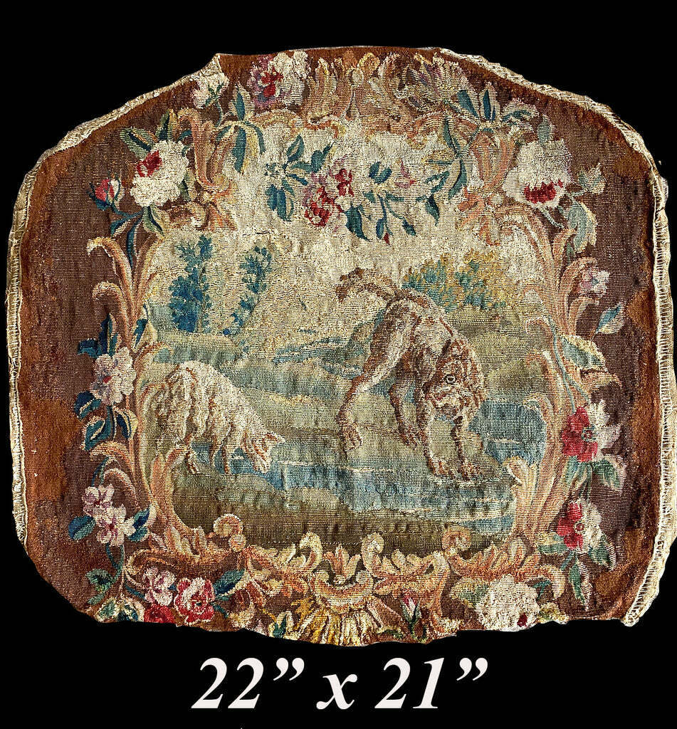 Antique 18th Century Aubusson Tapestry Fragment 22