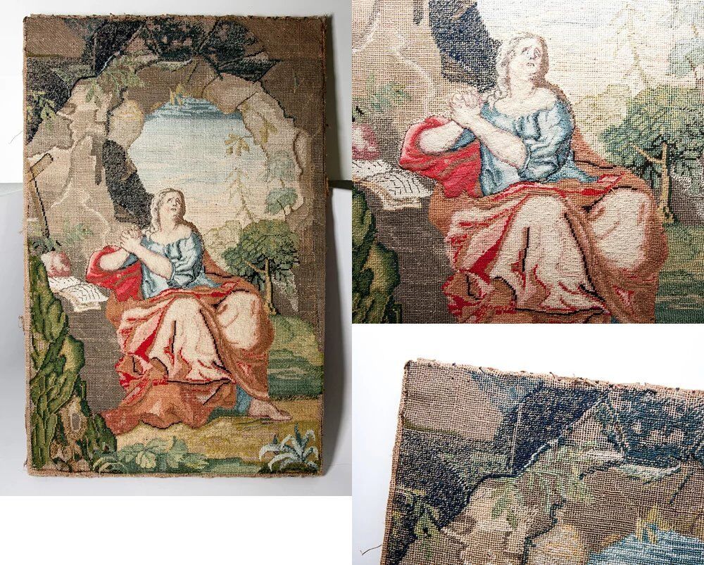 1600s-1700s Antique Petitpoint Embroidery Tapestry
