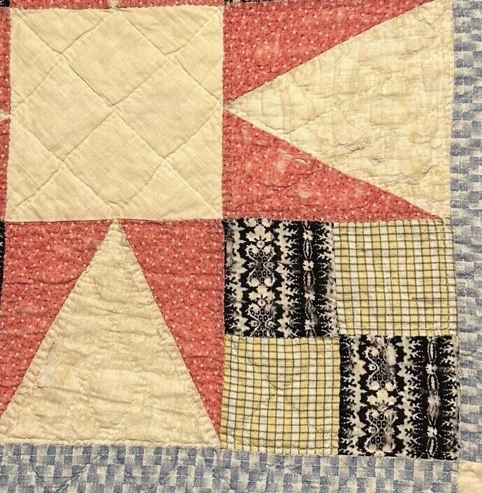 Star Pattern Vintage Cutter Quilt Fragment 18" x 20