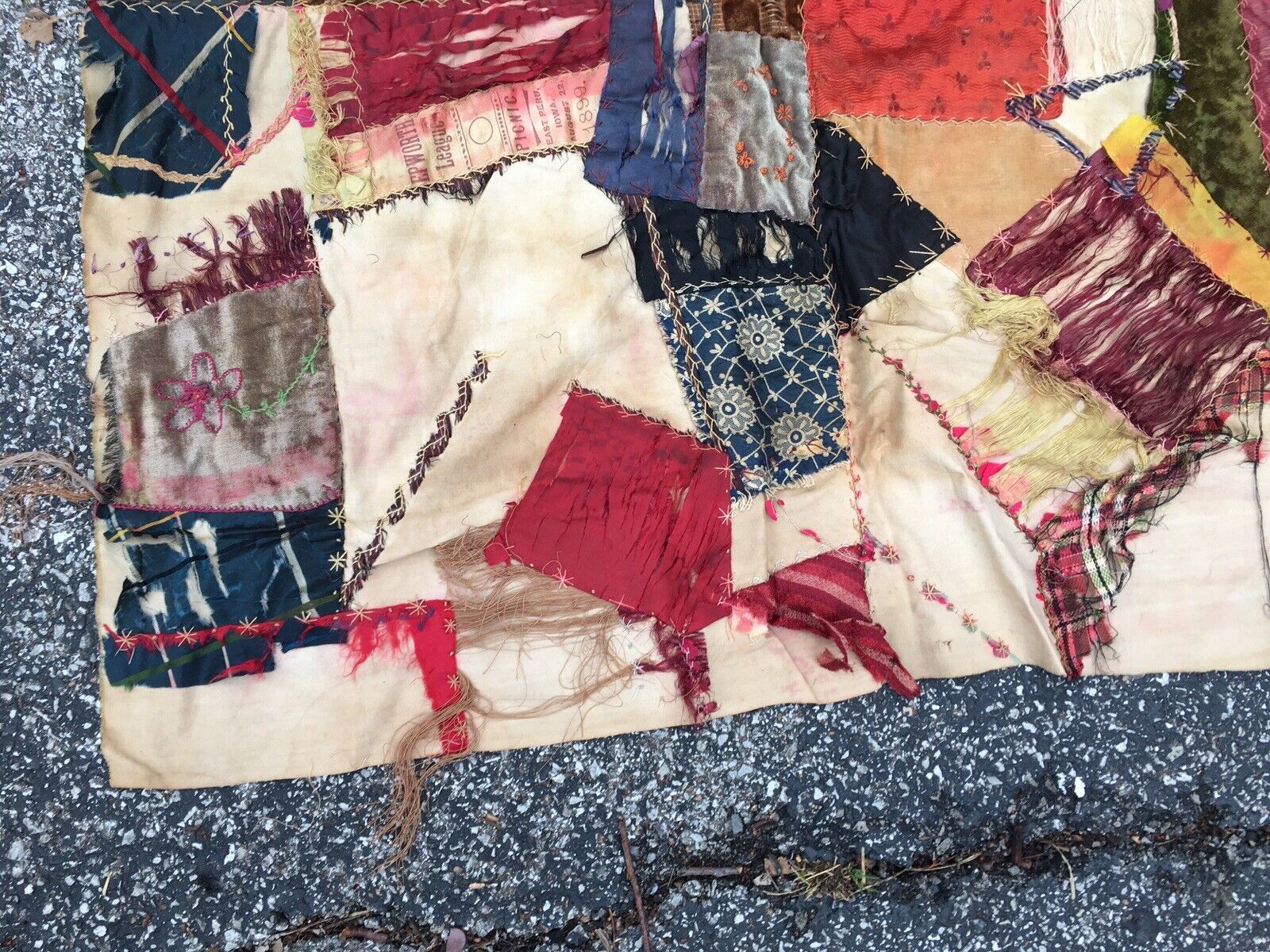 Antique Colorful Military Political Patch Quilt Topper