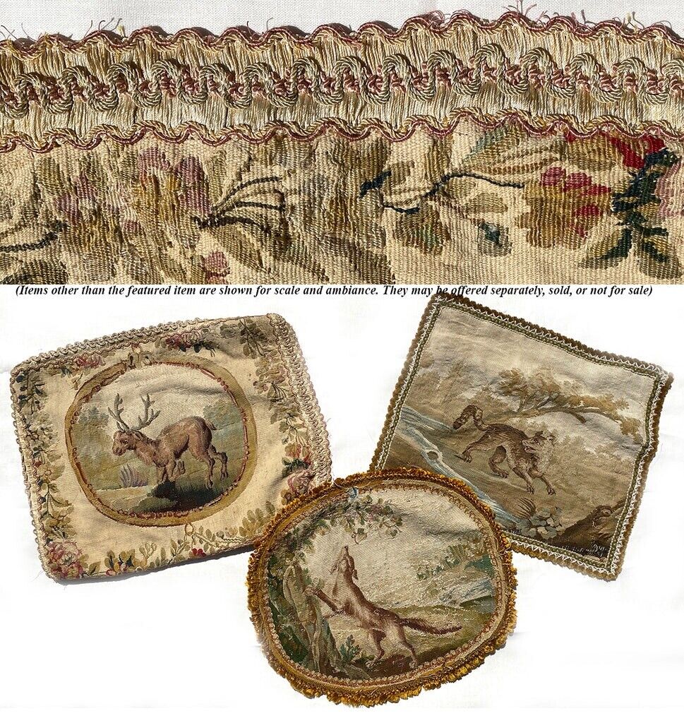Aubusson Tapestry Pillow Panel, Stag & Florals