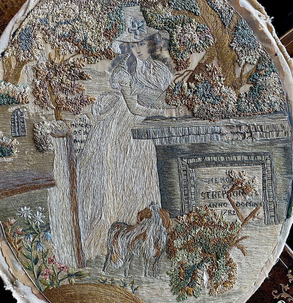 Georgian 1782 Silk Embroidery Mourning Icon