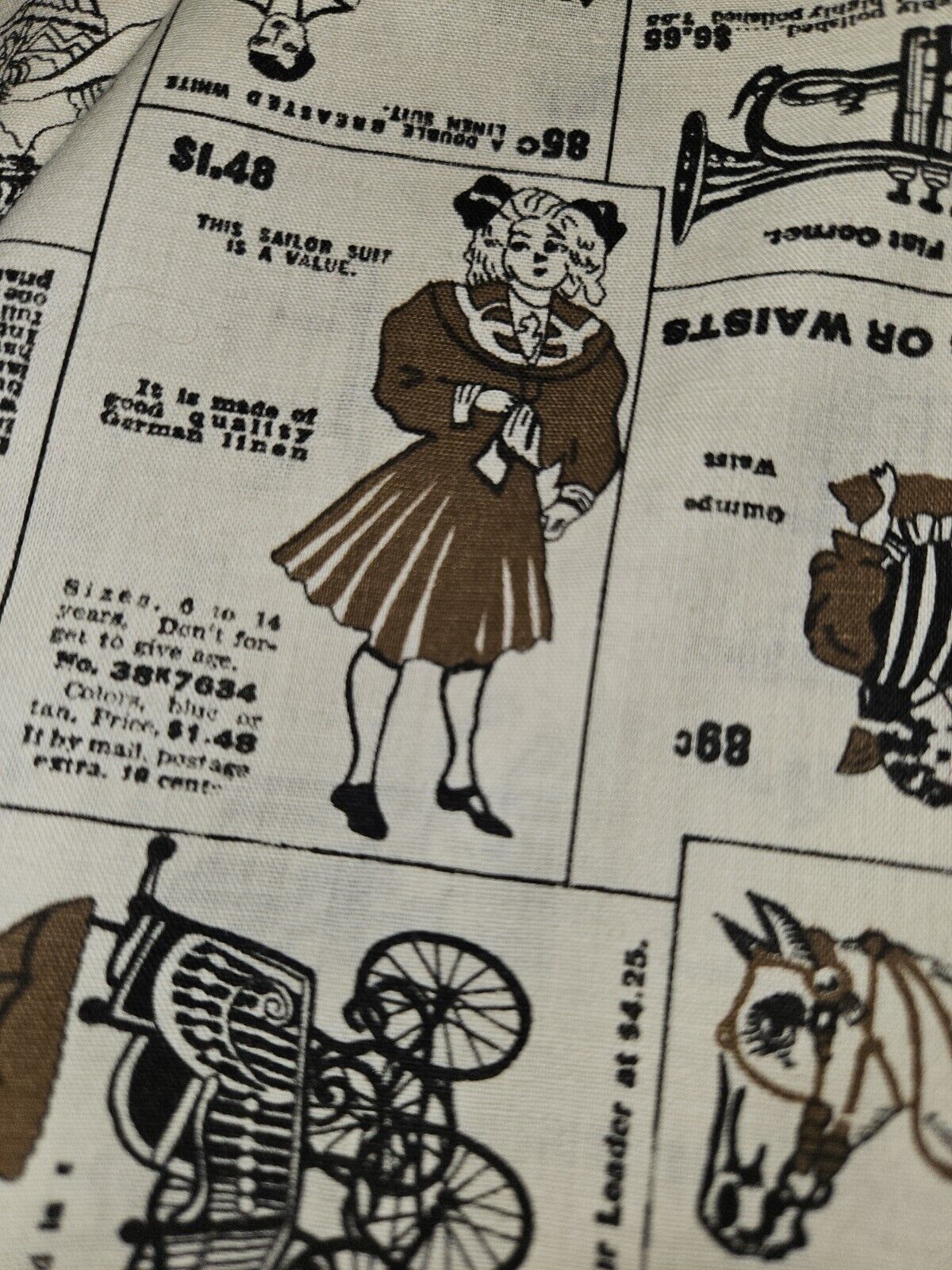 Vintage 1900s Style Cotton Fabric - 3 Yards