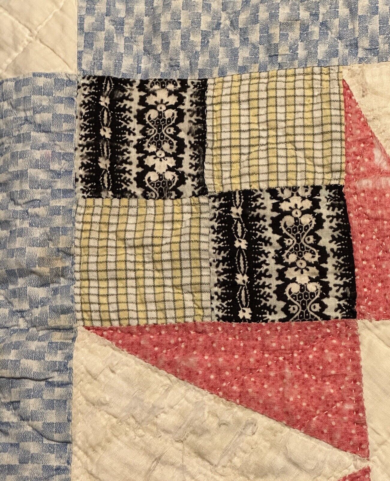 Star Pattern Vintage Cutter Quilt Fragment 18" x 20