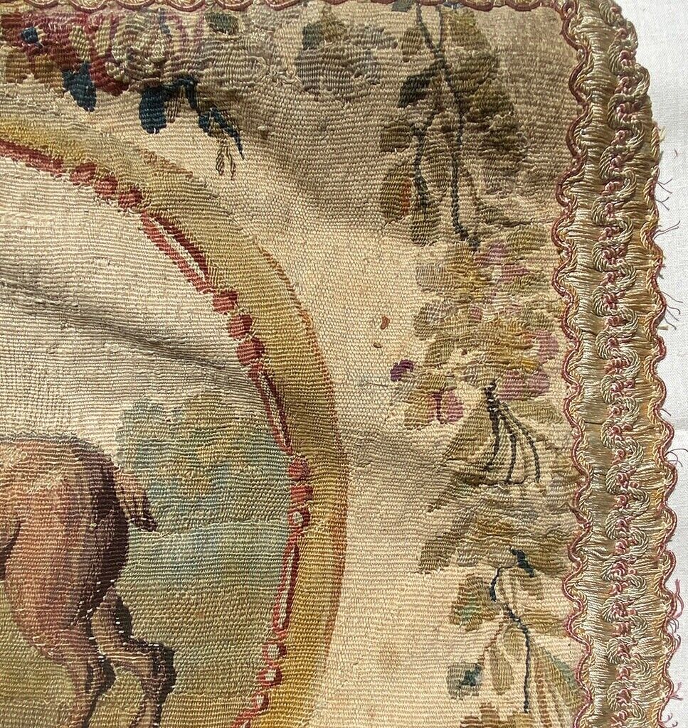 Aubusson Tapestry Pillow Panel, Stag & Florals