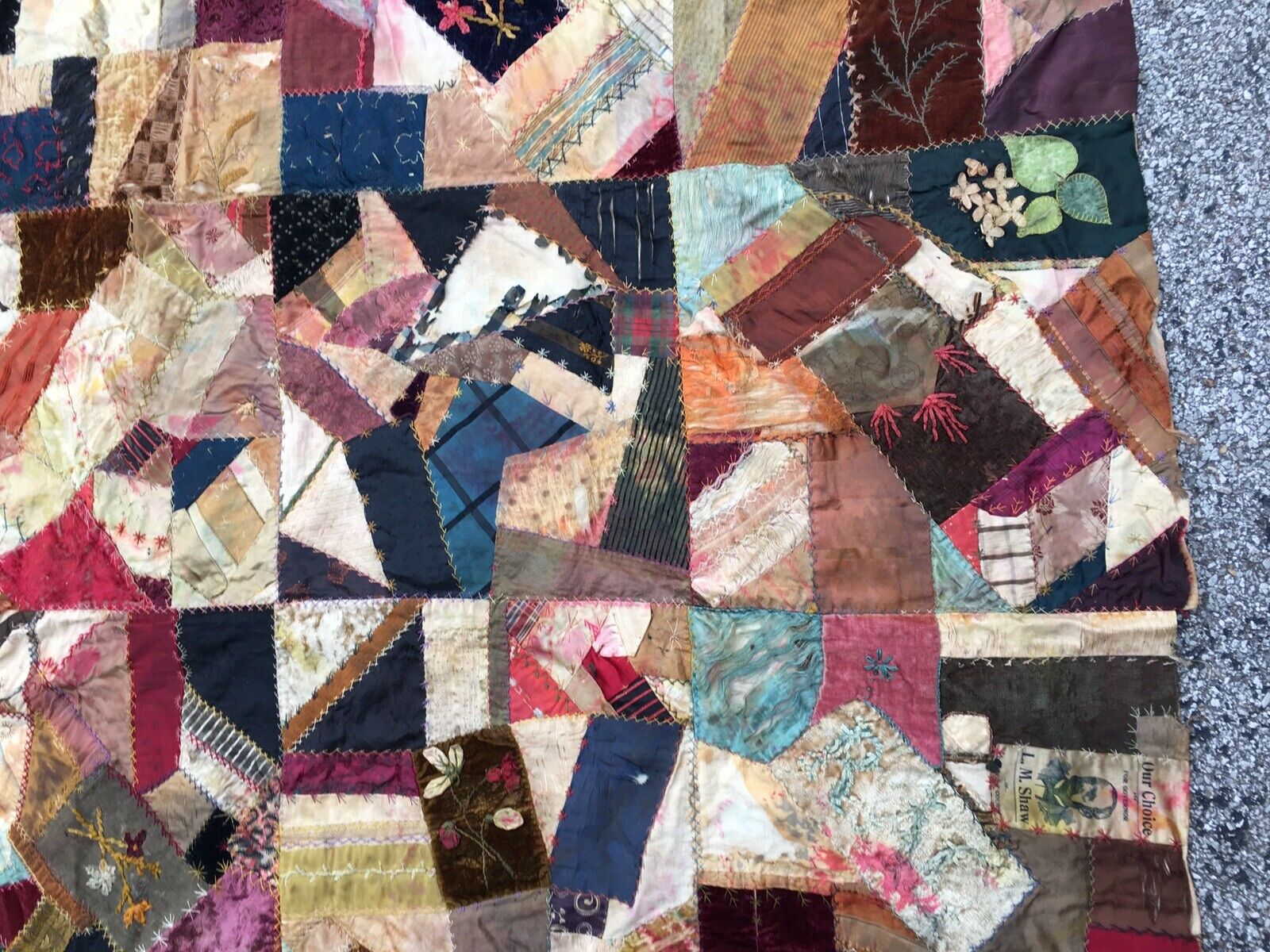 Antique Colorful Military Political Patch Quilt Topper