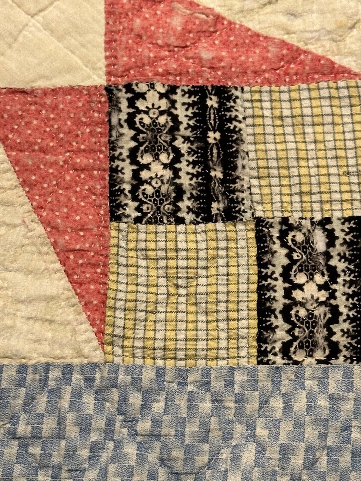 Star Pattern Vintage Cutter Quilt Fragment 18" x 20