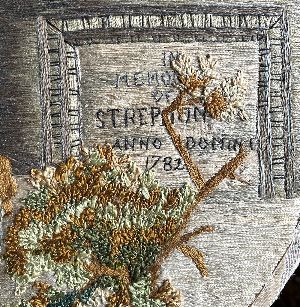 Georgian 1782 Silk Embroidery Mourning Icon