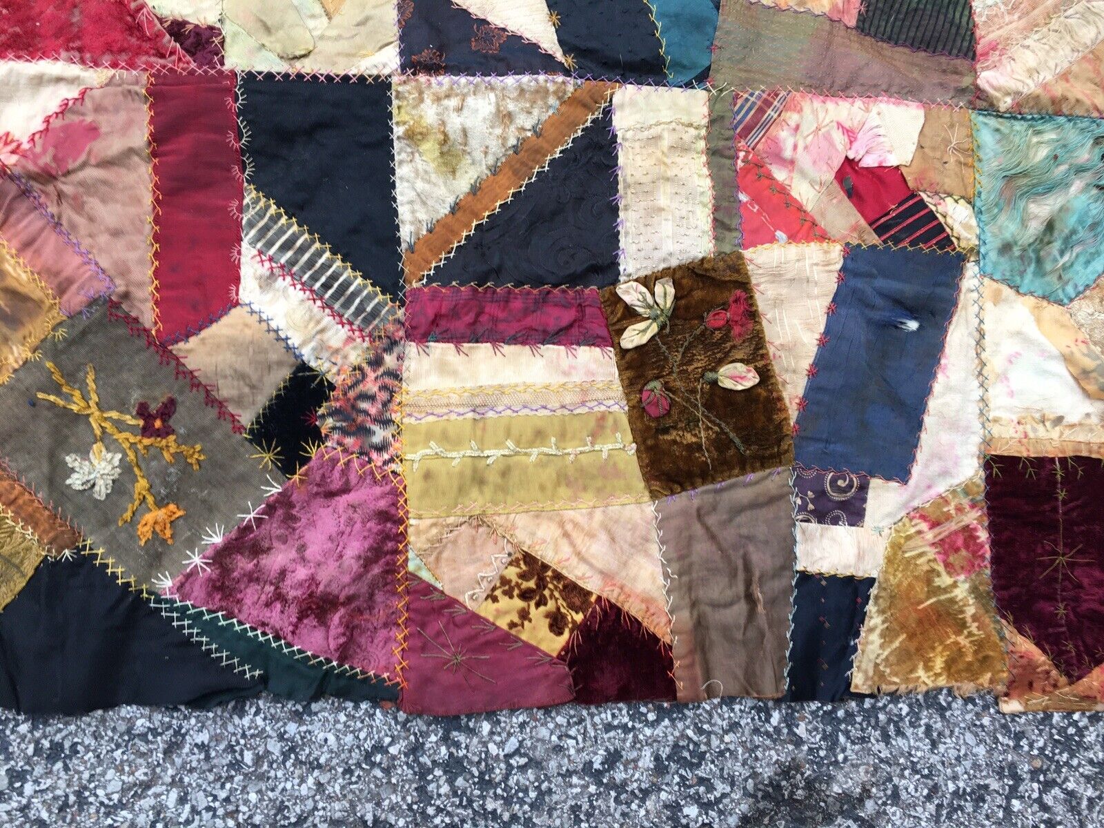 Antique Colorful Military Political Patch Quilt Topper