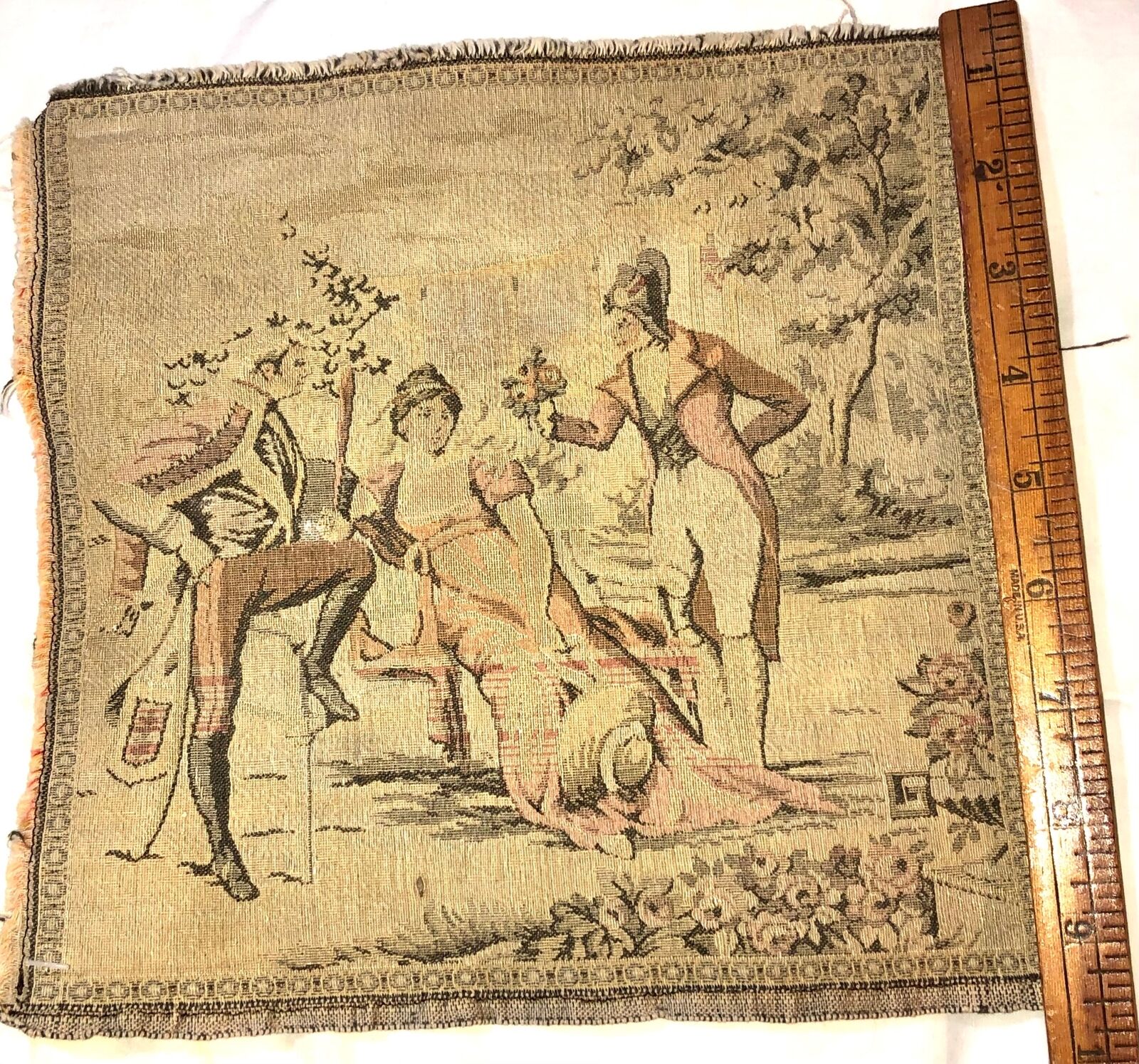 18th Century French Tapestry: Courting Couple Scene