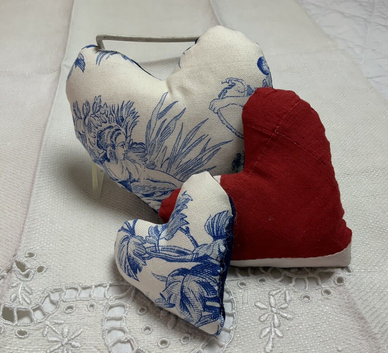 Vintage Heart-Shaped Pillows from Early 1900s Quilt