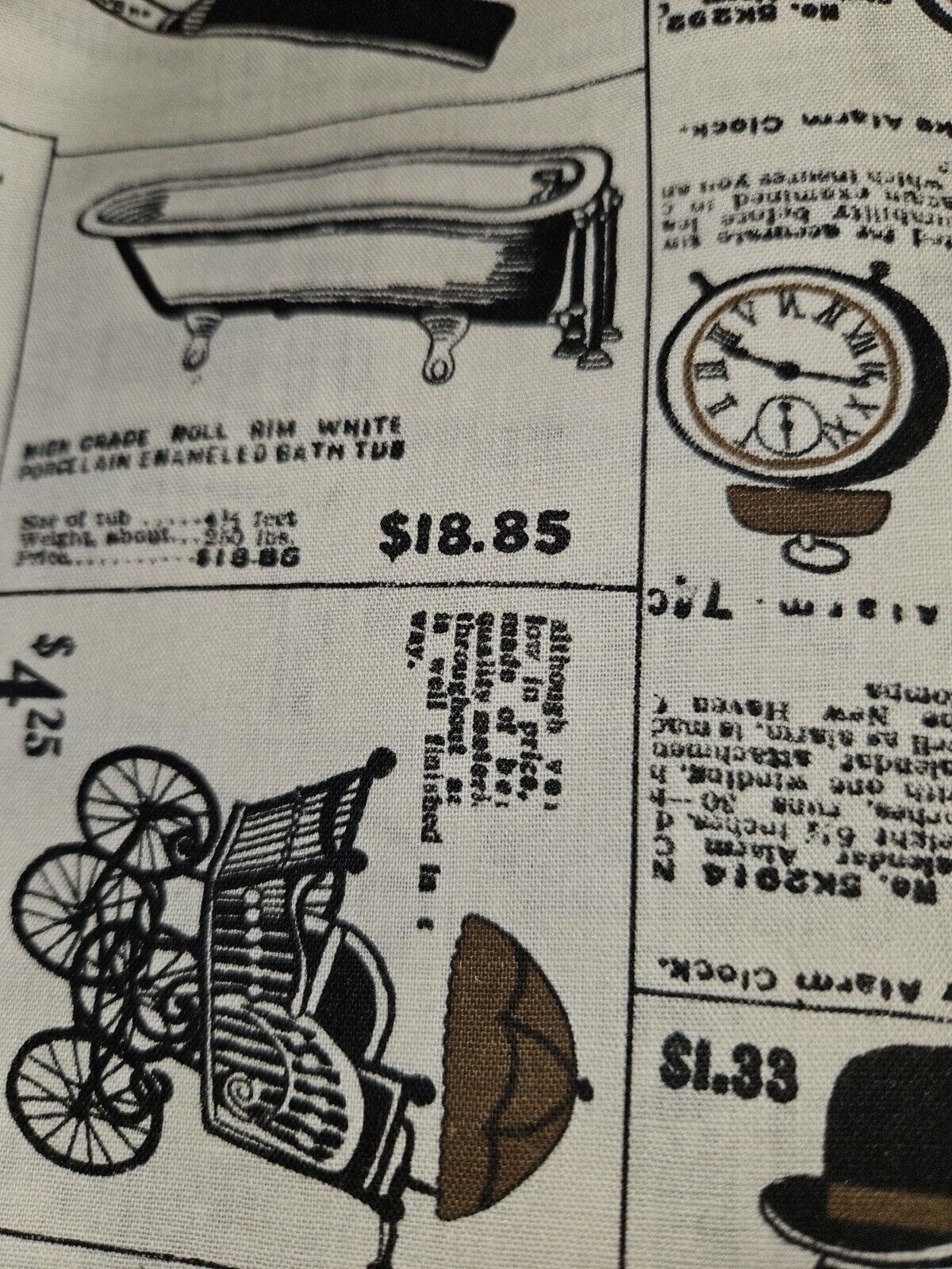 Vintage 1900s Style Cotton Fabric - 3 Yards